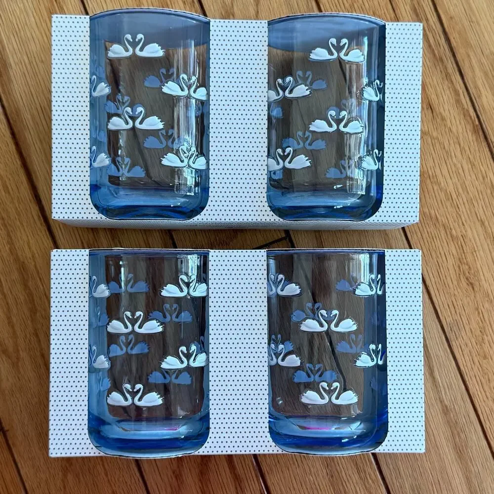 Cupcakes and Cashmere 4 Kissing Swans Light Blue Tumblers 16oz Cottagecore - Picture 3 of 7